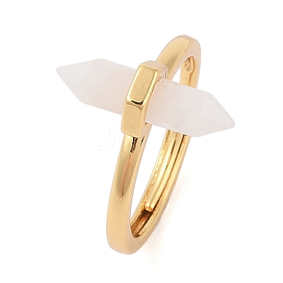 Double Pointed Hexagonal Prism Natural Moonstone Adjustable Rings for Women RJEW-G327-01G-02-1