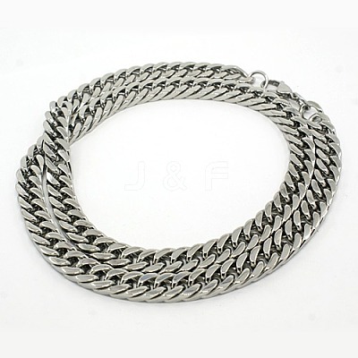 Tarnish Resistant 201 Stainless Steel Cuban Link Chain Necklaces NJEW-F039-23-1