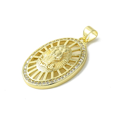 Real 18K Gold Plated Brass Micro Pave Clear Cubic Zirconia Pendants KK-H472-34G-02-1