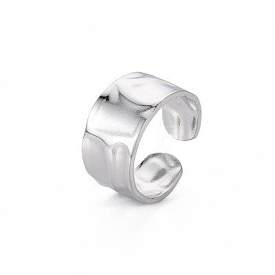 Non-Tarnish 304 Stainless Steel Hammered Cuff Ring X-RJEW-N038-045P-1