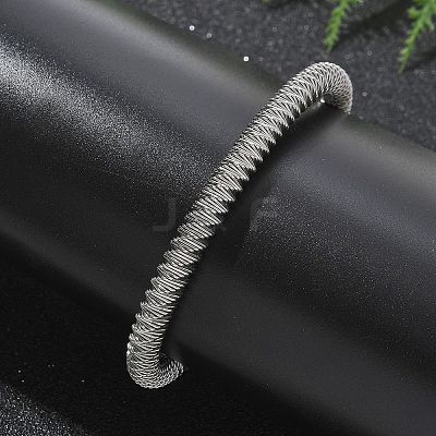 304 Stainless Steel Stretch Bangles for Women LS-BJEW-P315-02G-P-1