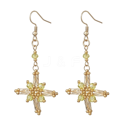 Star Glass Seed Beads Dangle Earrings EJEW-MZ00664-1