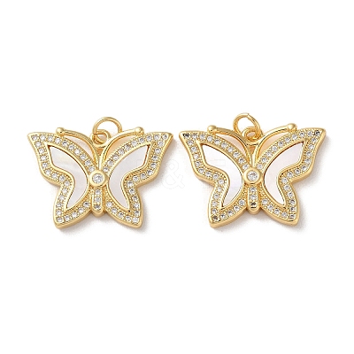 Brass Micro Pave Clear Cubic Zirconia Pendants KK-B083-37B-G-1