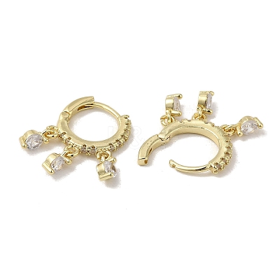 Rack Plating Brass Pave Cubic Zirconia Dangle Huggie Hoop Earrings for Women EJEW-C097-18G-1