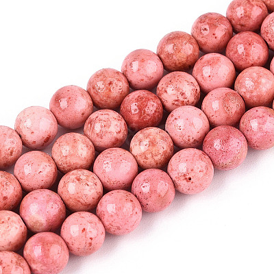 Dyed Synthetic Fossil Beads Strands G-T139-6mm-66D-1