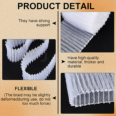 5 Yards Polyester Pleated Mesh Ribbon OCOR-BC0006-81A-1