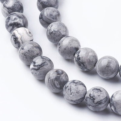 Natural Map Stone/Picasso Stone/Picasso Jasper Beads Strands G-G047-6mm-1