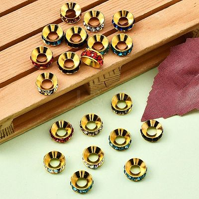 Brass Rhinestone Spacer Beads RB-A020-9mm-G-1