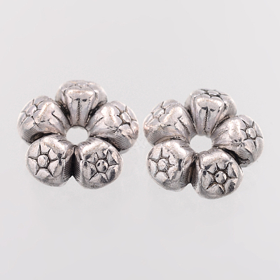 Heart Tibetan Style Charms Tibetan Silver Spacers Beads X-AC0752-NF-1