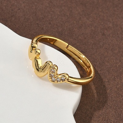 Brass Micro Pave Cubic Zirconia Finger Rings RJEW-H258-21G-1