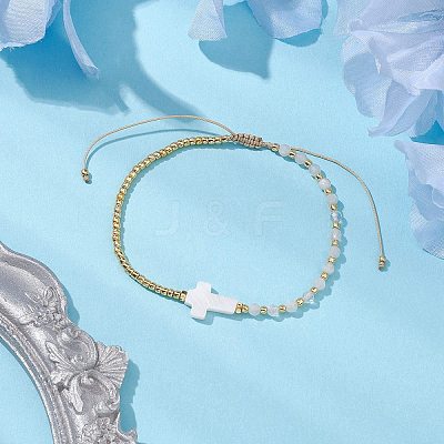 3mm Round Faceted Natural Rainbow Moonstone & Seed Beads Braided Bead Bracelets BJEW-JB10594-04-1
