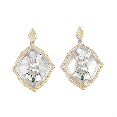 Brass Micro Pave Green Cubic Zirconia Pendants CU-CBA3297-01GP-1