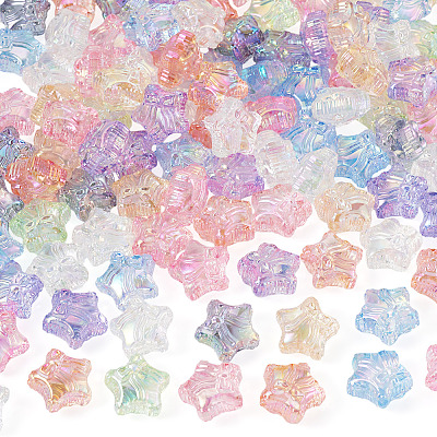 100Pcs UV Plating Transparent Acrylic Beads OACR-TA0005-08-1