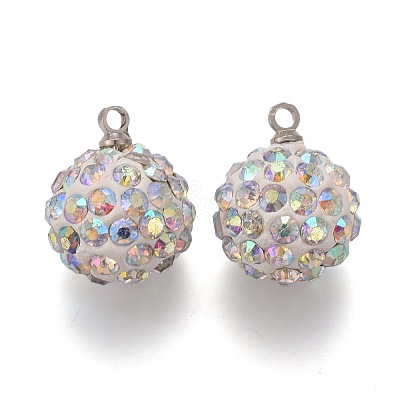 Polymer Clay Rhinestone Pendants KK-H738-03P-1