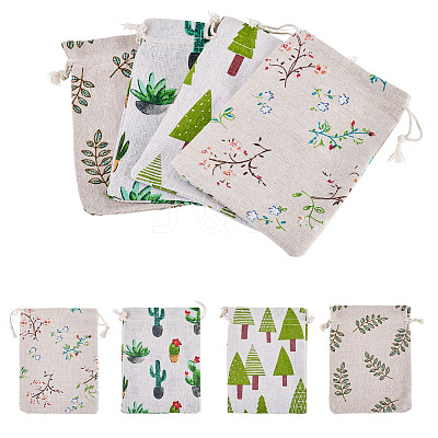 20Pcs 4 Styles Polycotton(Polyester Cotton) Packing Pouches Drawstring Bags ABAG-TA0002-09-1