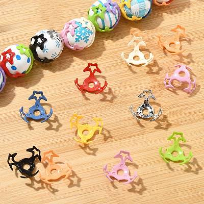 100Pcs 10 Colors Hollow Acrylic Bead Caps DIY-CJ0003-12-1