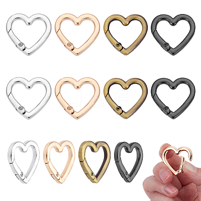 12Pcs 4 Colors Alloy Spring Gate Rings FIND-NB0006-20A-1