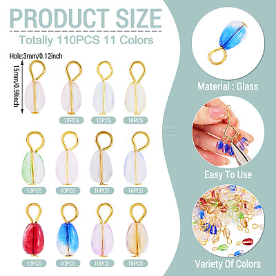 110Pcs 11 Colors Glass Pendants PALLOY-TAC0298-1