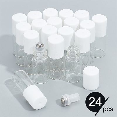 24Pcs Transparent Glass Roller Ball Bottles MRMJ-BC0003-35-1