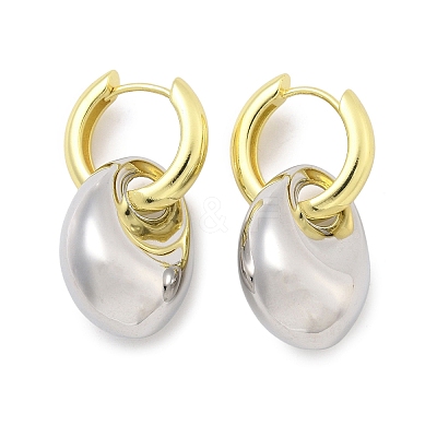 Nuggets Brass Hoop Earrings for Women EJEW-U057-06B-04GP-1
