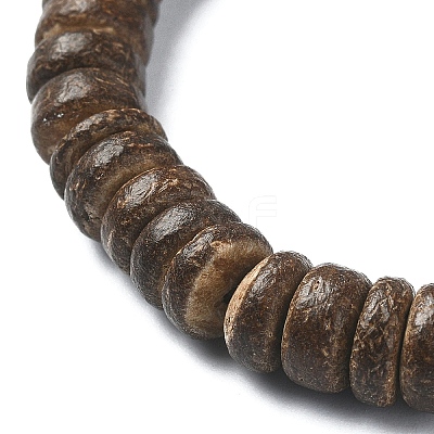 Dyed Natural Lava Rock & Coconut Rondelle Beaded Stretch Bracelet BJEW-JB09678-1