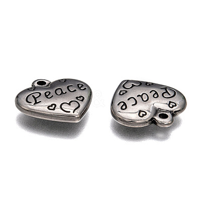 Heart with Word Peace 316 Surgical Stainless Steel Pendants STAS-I061-166-1