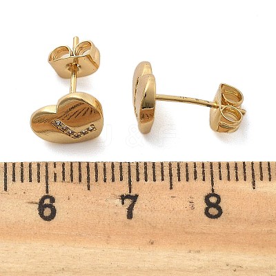 Rack Plating Brass Micro Pave Clear Cubic Zirconia Stud Earrings EJEW-K299-01G-L-1