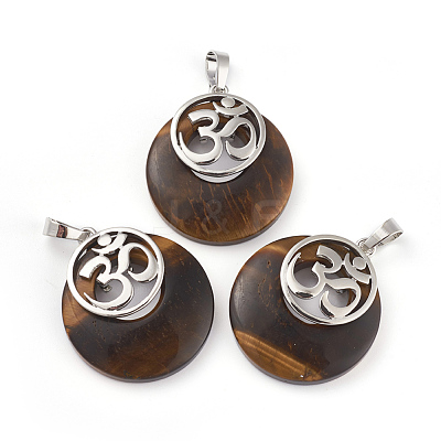 Natural Tiger Eye Pendants KK-F751-L-A03-1