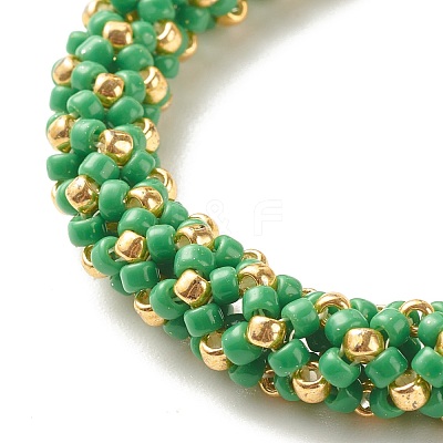 Glass Seed Beaded Bracelet with Brass Magnetic Clasp BJEW-JB07802-02-1