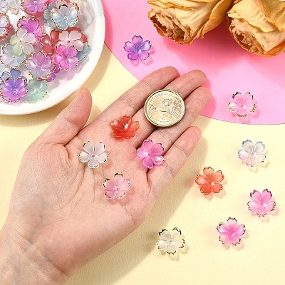 120Pcs 6 Colors Acrylic Bead Caps OACR-YW0002-32-1