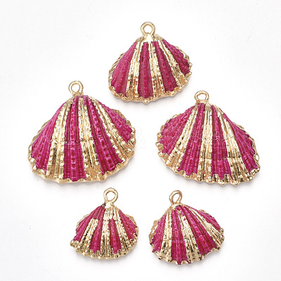 Spray Paint & Electroplate Sea Shell Pendants SSHEL-S262-09-1
