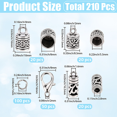 60Pcs 3 Styles Tibetan Style Zinc Alloy Cord End TIBE-SC0002-56-1