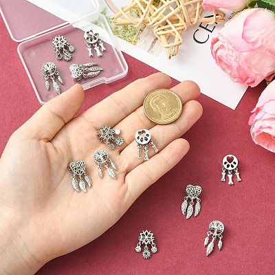 12Pcs 4 Styles Alloy European Beads FIND-CJ0005-01-1