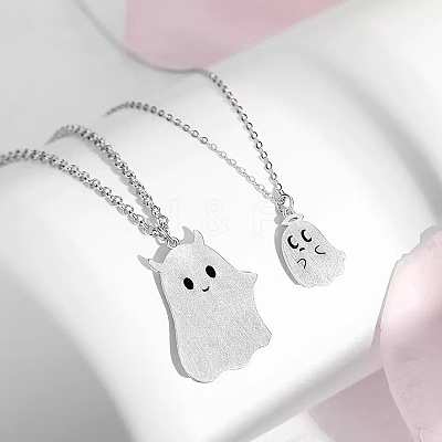Halloween Alloy Ghost Pendant Couple Necklace Sets for Unisex WGE9DE0-01-1