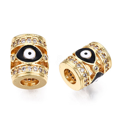 Brass Micro Pave Cubic Zirconia Beads KK-N227-90-1