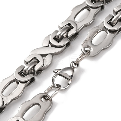 201 Stainless Steel Byzantine Chain Necklace NJEW-F222-35P-1