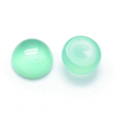 Natural Dyed & Heated Green Onyx Agate Cabochons X-G-P393-R04-6mm-1
