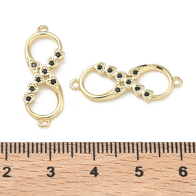 Brass Micro Pave Cubic Zirconia Heart Infinity Connector Charms KK-P350-12G-02-1
