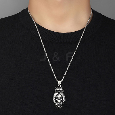 Non-Tarnish 201 Stainless Steel Pendant Necklaces NJEW-C034-38P-1