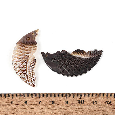 Natural Black Lip Shell Carved Pendants SSHEL-N041-06-1