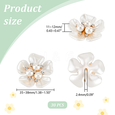 30Pcs ABS Plastic Imitation Pearl with Glass Rhinestone Beads KY-GA0001-29-1