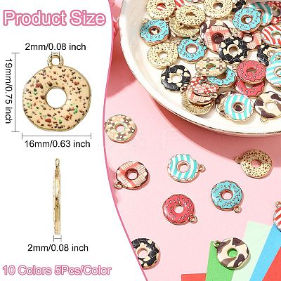50Pcs 10 Colors Printed Alloy Pendants ENAM-CJ0006-81-1