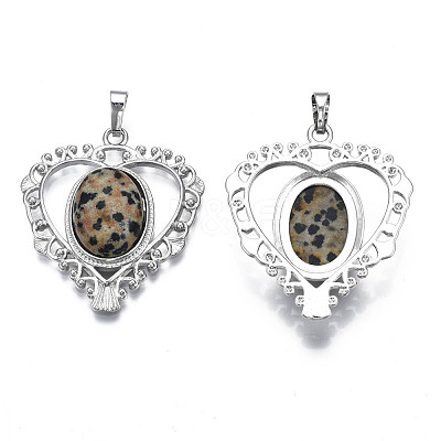 Natural Dalmatian Jasper Pendants G-S274-12N-1