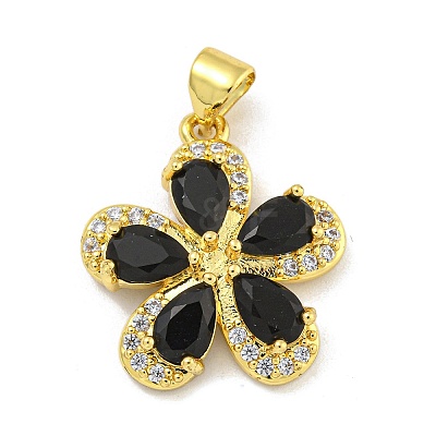 Rack Plating Brass Micro Pave Cubic Zirconia Pendants KK-G513-93G-03-1