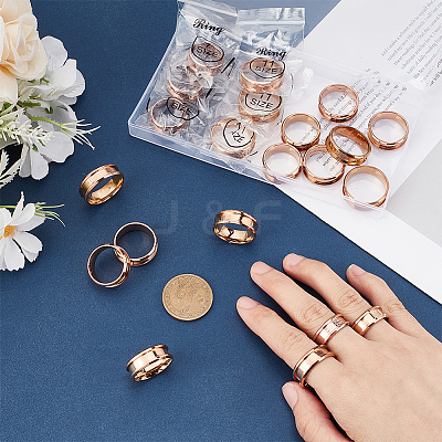 24Pcs 6 Styles 304 Stainless Steel Grooved Finger Ring Settings STAS-ME0003-12RG-1