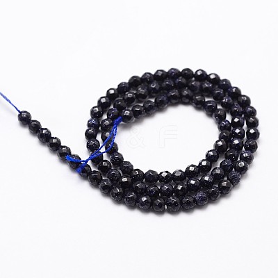 Synthetic Blue Goldstone Beads Strands G-D840-14-6mm-1