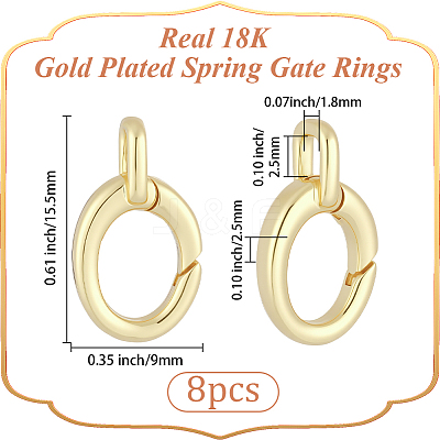 8Pcs Brass Spring Gate Rings KK-BBC0028-43G-1