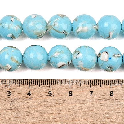 Synthetic Turquoise and Sea Shell Assembled Graduated Beads Strands GG-CBA2AE1-A07-D-1