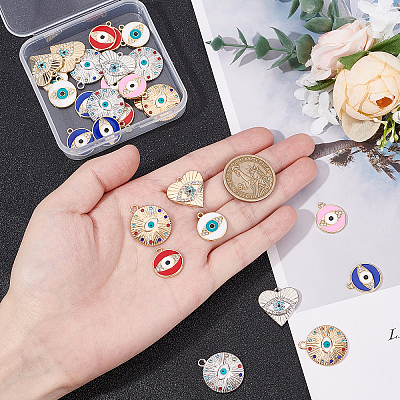 32Pcs 8 Style Rack Plating Alloy Enamel Pendants FIND-FH0005-06-1