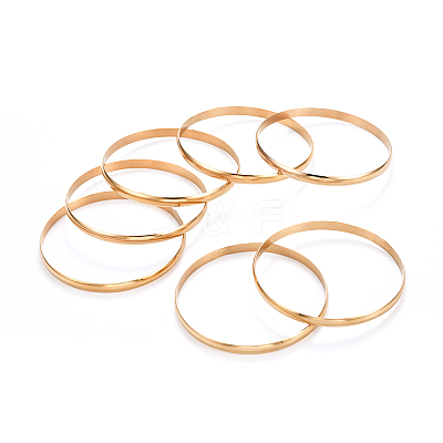 Ion Plating(IP) 7Pcs Fashion 304 Stainless Steel Flat Plain Bangles BJEW-L664-024D-G01-1